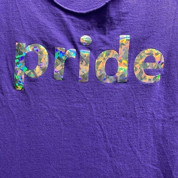 Unisex pride purple cut off T-shirt size small - Picture 1 of 4